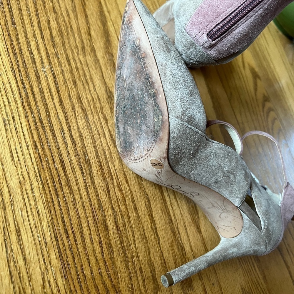 Jessica Simpson Shoes Women’s 10 Heel Pointy Toe Straps Mauve Tan - Picture 9 of 11
